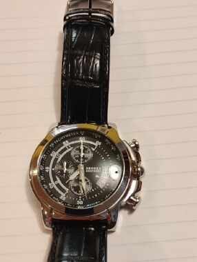 Brooks Brothers Black Dial Silver-Tone Chronograph Watch
